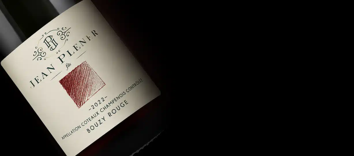 Etiquette Bouzy Rouge Jean Plener fond noir